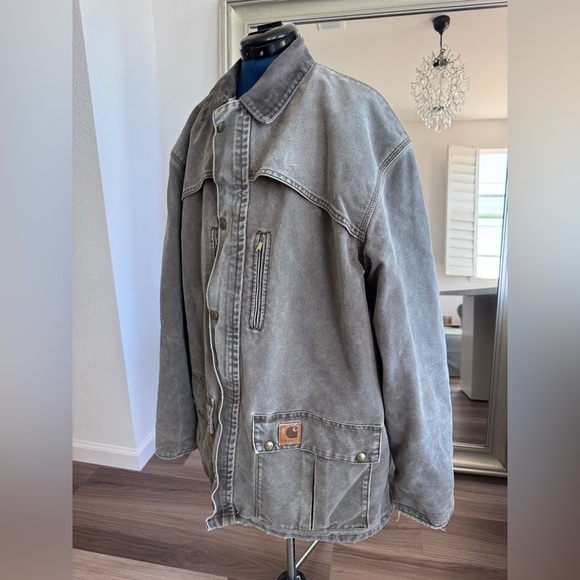 Vintage Carhartt Jacket Men's Chore Coat Blanket Lined Distressed Fade - Picture 4 of 10